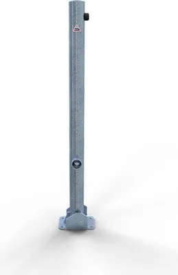 Produktbild von Schake Absperrpfosten umlegbar aus Stahlrohr verzinkt Ø60x2,5mm mit Dübelbefestigung, Dreikantverschluss und Stahlkappe 900mm Überflur