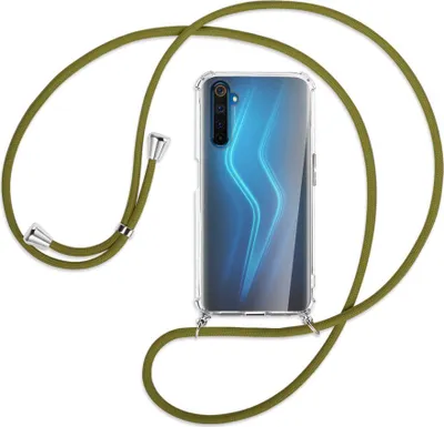 Produktbild von Handykette Backcover-Schutzhülle mit Band (Metall silberfarben) für Realme 6 Pro - khaki