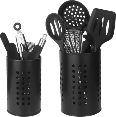 Image de Support en bois pour ustensiles de cuisine, lot de 2, compact, idéal pour la cuisine