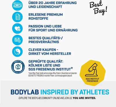 Produktbild von BODYLAB Whey Protein - 1000g - Blaubeere