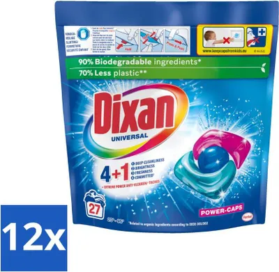 Produktbild von Dixan - Waschmittelkapseln - Universal - 27 Wäschen - Vorteilspack - 12 Stücke