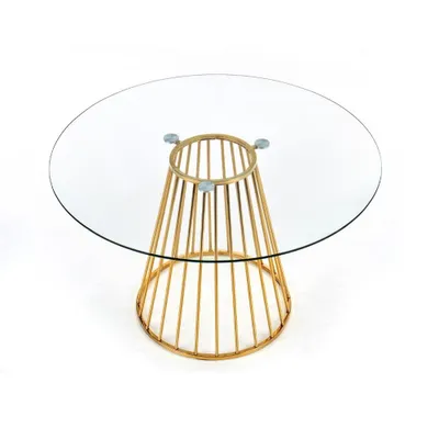 Produktbild von Halmar Rundes Glas Esstisch Liverpool - transparent / golden