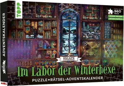 Produktbild von Puzzle-Rätsel-Adventskalender: Im Labor der Winterhexe - 24 Puzzles mit insgesamt 960 Teilen