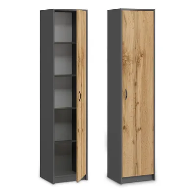 Produktbild von Bücherregal Kleiderschrank Regal 40cm breit 180cm hoch Schrank Organizer Mehrzweckschrank mit 4 verstellbaren Einlegeböden Aktenschrank Anthrazit