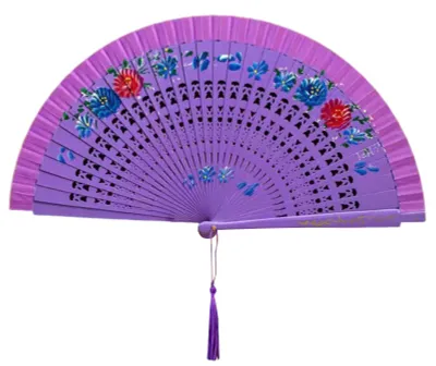 Produktbild von Faltfächer mit Quasten, doppelseitig, mit Blumenmuster, hohlen Holzrippen, ideal für Catwalk-Tanz, Wing Chun und andere Tanzarten. Handfächer für Damen, perfekt für Sommerpartys.