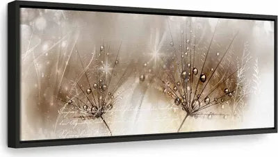 Produktbild von Italienischer Leinwand Leinwandbild - Drops of Dew (1 Part) Brown Narrow 90x30 cm Blumen b-C-0201-b-b