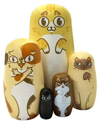 Produktbild von Set mit 5 hölzernen Matroschka-Tierfiguren