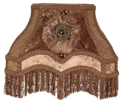 Produktbild von Lampenschirm, viktorianischer Stil, rechteckig, 22 cm - Braun - Stoff