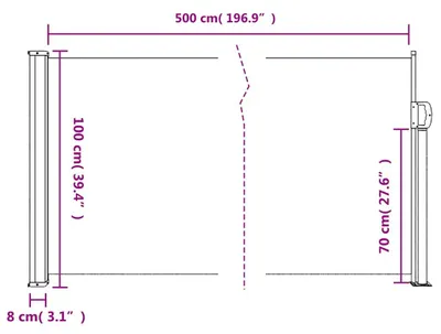 Imagen del producto de vidaXL - Toldo lateral extensible, blanco, 100 x 500 cm