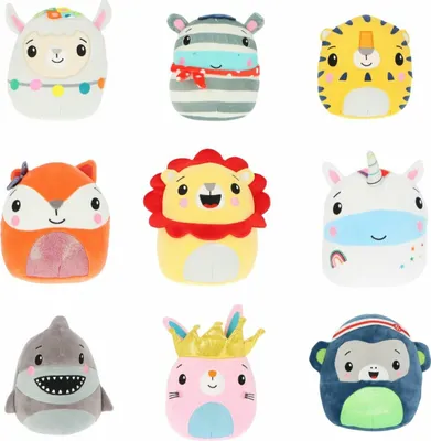 Image de Set de peluches pour bébés - 9 adorables animaux en peluche dans un présentoir pratique