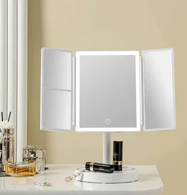 Produktbild von Skladacie LED zrkadlo na líčenie, kompaktné zrkadlo na líčenie s 3 farbami svetla, 3x zväčšovacie zrkadlo, nabíjateľné cez USB - STARMIRROR