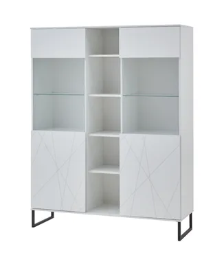 Produktbild von trendteam Wohnen Vitrine/Highboard mit 3D-Optik Weiß Hochglanz 130 x 168 x 42 cm
