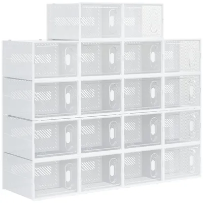 Productafbeelding van HOMCOM set van 18 schoenendozen, schoenorganizer met magnetische deuren, schoenendozen