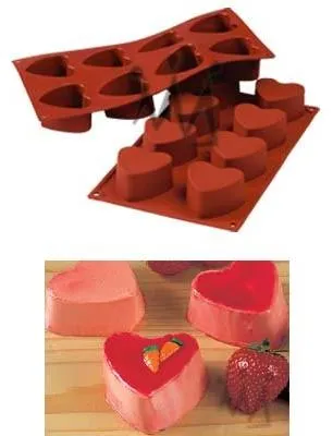 Produktbild von silikomart | SF040 Silikonform für Einzelportionen HEART, antihaftbeschichtet, 6