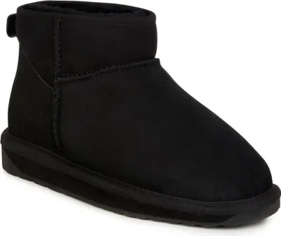 A single black boot is shown from a side-angle against a white background.