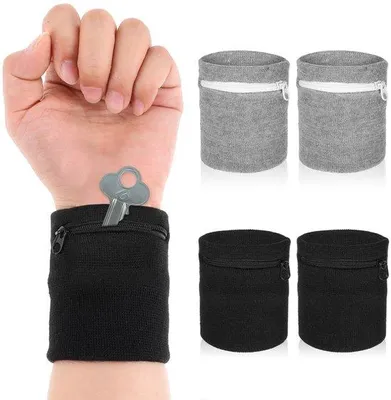 Immagine prodotto di Fascia antisudore a 4 sezioni con cerniera – Bracciale sportivo per corsa e fitness