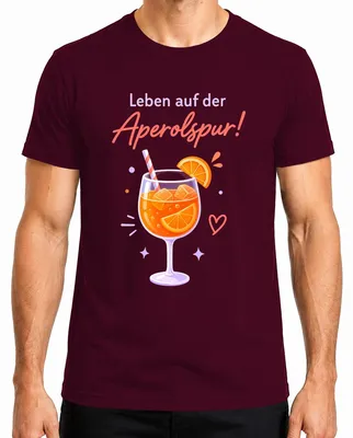 Produktbild von Leben auf der Aperolspur! Sommer Cocktail Spritz Mädelsabend Herren T-Shirt, Burgundy, L