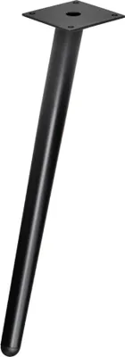A single black furniture leg with a mounting plate is shown against a white background.