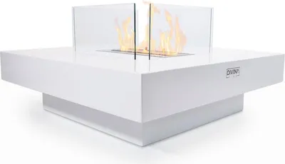 Image de Cheminée au bioéthanol sur pied pour intérieur et extérieur Panarea Blanc 70x70x35