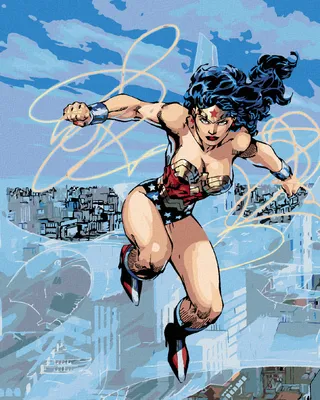 Produktbild von Zuty - Malen nach Zahlen - WONDER WOMAN UND EIN LASO IM FLUG, 40x50 cm, mit Keilrahmen (bereits gespannt)
