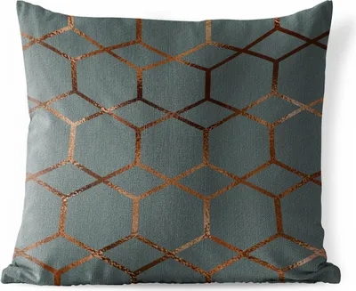 Produktbild von MuchoWow® Outdoor Kissen - Muster - Luxus - Bronze - Blau - 60x60 cm - Wetterfest - Lounge Kissen - Dekoration - Schlaf Kissen