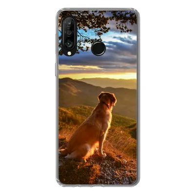 Produktbild von MuchoWow® Handyhülle Schutzhülle Hülle für Huawei P30 Lite Ein Golden Retriever beobachtet den Sonnenuntergang Silikon Softcase Handy Hülle - Handyhülle