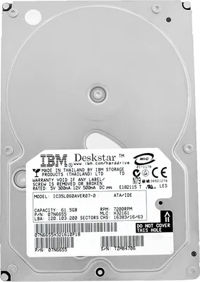 Produktbild von Festplatte IBM 61.5Gb IC35L060AVER07-0 2MB 7200Rpm ATA 3,5" Zoll 07N6655