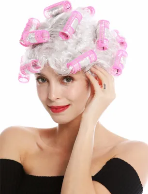 Produktbild von WIG ME UP Perücke Hausfrau Lockenwickler Locken Grau 4204-P309