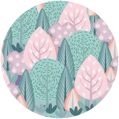 Produktbild von Sticker Kreis für Kinderzimmer bunte BÄUME Pflanzen Natur Cartoon Wandtattoo Aufkleber Wanddekoration 100 cm x 100 cm