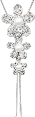 Produktbild von Damen-Halskette, glänzende Strasssteine, Intarsien, Tulpe/Rosenblume, Schwan/Schleife, Quaste, Charms, verschiedene Stile, lange Pulloverkette, Partykleid, Halskette, Schmuck, Geschenk-T