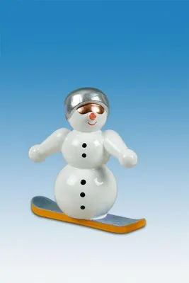Produktbild von Holzfigur Schneemann auf Snowboard Höhe 6,5cm NEU