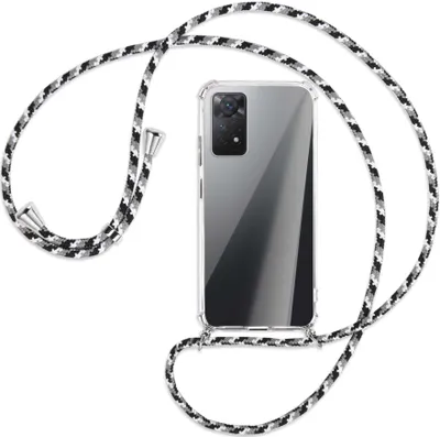 Produktbild von Handykette Backcover-Schutzhülle mit Band (Metall silberfarben) für Xiaomi Redmi Note 11 Pro 4G/5G (EU) - schwarz/grau/weiß