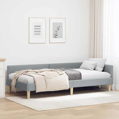 Obrázek produktu pro Maison Exclusive – rohový rám postele světle šedý 90 x 190 cm látka