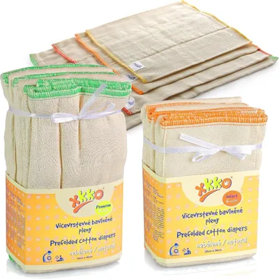 Produktbild von XKKO Prefold Baumwolle Faltwindeln Windeleinlagen 6er Pack für Stoffwindel(2-12 Monate)