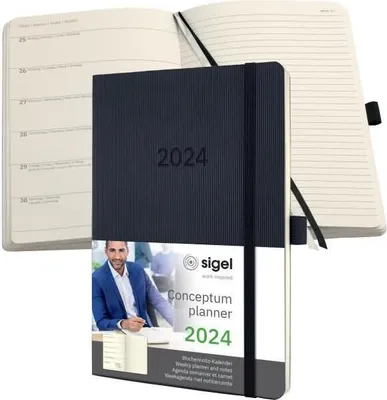 Produktbild von SIGEL C2424 Wochennotiz-Kalender Conceptum - 1 Woche / 2 Seiten, ca. A5, Softcover, black