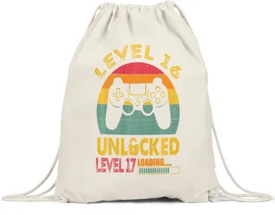 Produktbild von Level 16 Unlocked Level 17 Loading Turnbeutel Gymsack  Geburtstag Konsole Happy Birthday Controller Gamepad Spiel