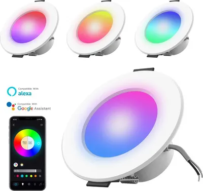 Produktbild von ZELURXX WiFi Bluetooth RGB+CCT LED Einbau-Spot 5W, Dimmbar, Farbwechsel, Musik-Sync, Alexa/Google Steuerung, App, Gruppensteuerung, 2700-6500K