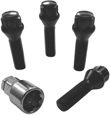 Produktbild von Felgenschloss M14x1,25x37mm Kegelbund 60° schwarze Felgenschlösser Set