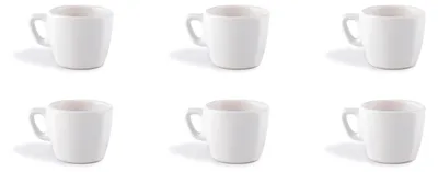 6er-Set Espressotassen, Keramik, 70 ml, matt, quadratisch, weiß