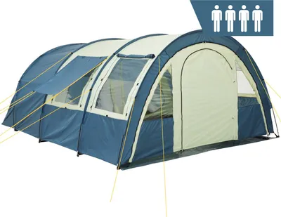 Produktbild von CampFeuer Zelt Multi für 4 Personen | Blau/Sand | Tunnelzelt 5000 mm Wassersäule