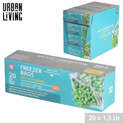 Image de DOCHTMANN Sacs de congélation pour aliments 1,3 l, avec fermeture à glissière, lot de 20