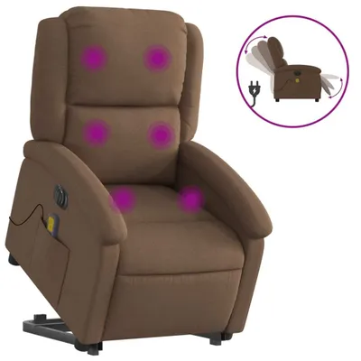 Produktbild von vidaXL Elektrischer Massagesessel mit Aufstehhilfe Braun Stoff