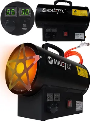 Immagine prodotto di MalTec ventilatore a gas 25kW con regolatore di pressione Riscaldatore da costruzione Riscaldatore a gas mobile con termostato Protezione contro il surriscaldamento Riscaldatore Riscaldatore a ventola
