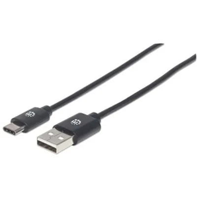 Produktbild von Manhattan 354929 1,83 m USB Datentransferkabel für Notebook, Desktop-Computer, USB-Hub - Erster Anschluss: Anschluss 1: USB A, Stecker - Zweiter Anschluss: 1 x USB Type C - Male - 480 Mbit/s - Abschirmung - Nickel Beschichteter Kontakt - 30/22 AWG - Schwarz