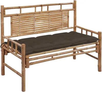 Image de Banc de jardin avec coussin 120 cm Bambou