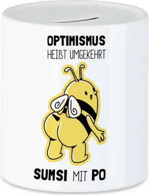 Produktbild von Optimismus Heißt Umgedreht Sumsi Mit Po Spardose Biene Geschenkidee Wortwitz