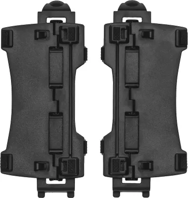 Two black plastic accessories are shown side-by-side against a white background.