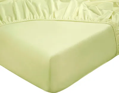 Produktbild von DoubleDry Spannbettlaken 180x200 cm - 100% Baumwolle - Spannbetttuch - Gummiband rundum - 28 cm Steg - Hellgelb