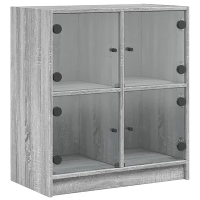 Produktbild von Beistellschrank mit Glastüren Grau Sonoma 68x37x75,5 cm