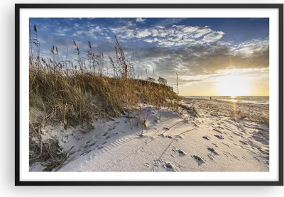 Produktbild von Gerahmtes Poster - Schwarzer Rahmen - Sand Gras Meer - 91,5x61 cm - Wand Bild - Wanddeko - Wandbilder - Kunstposter - Wandposter - Bilderrahmen - Bilder - Kunstdruck - Wanddekoration - P2BAA91x61-4781